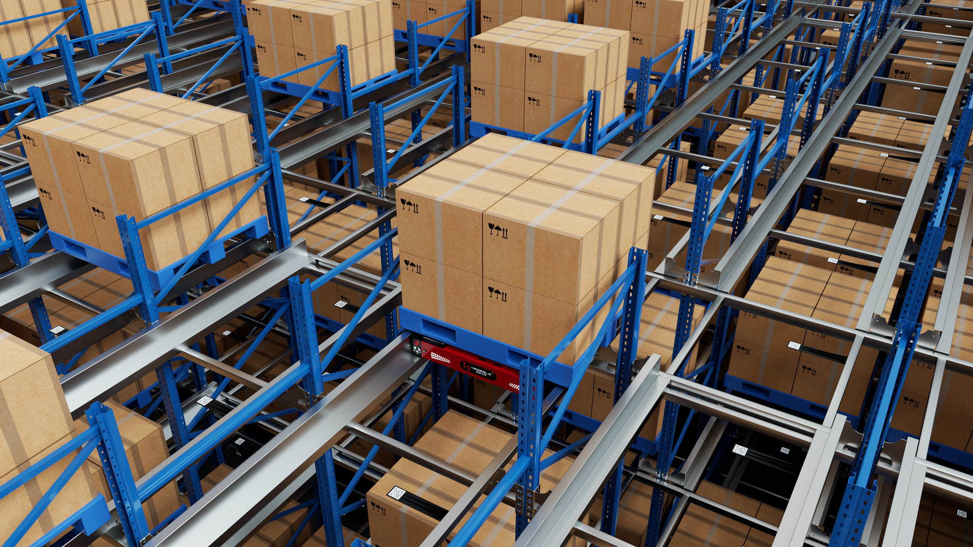 Four-way shuttle ASRS for high-density automated pallet storage
