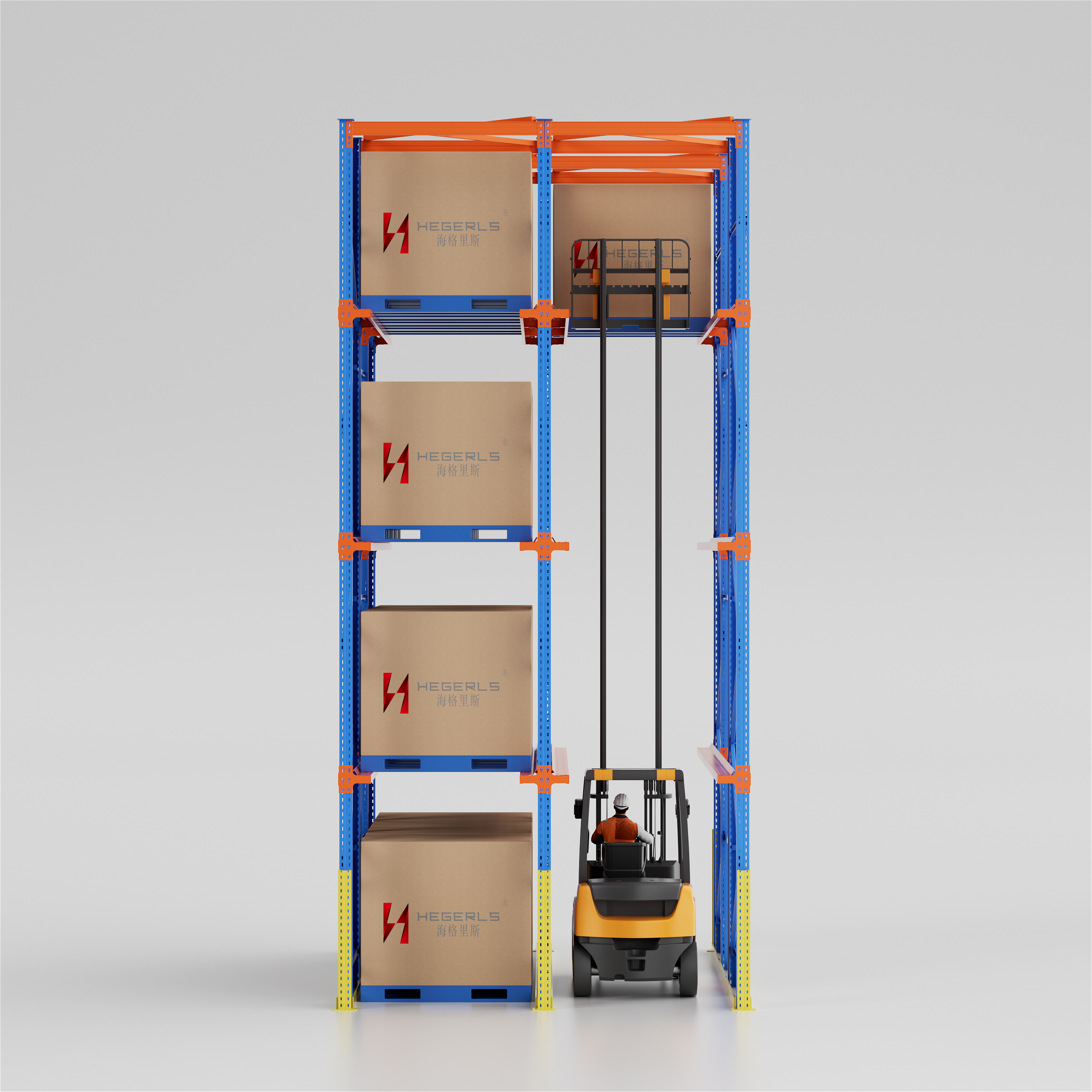 Forklift operating inside Drive-In Pallet Racking System for high density storage