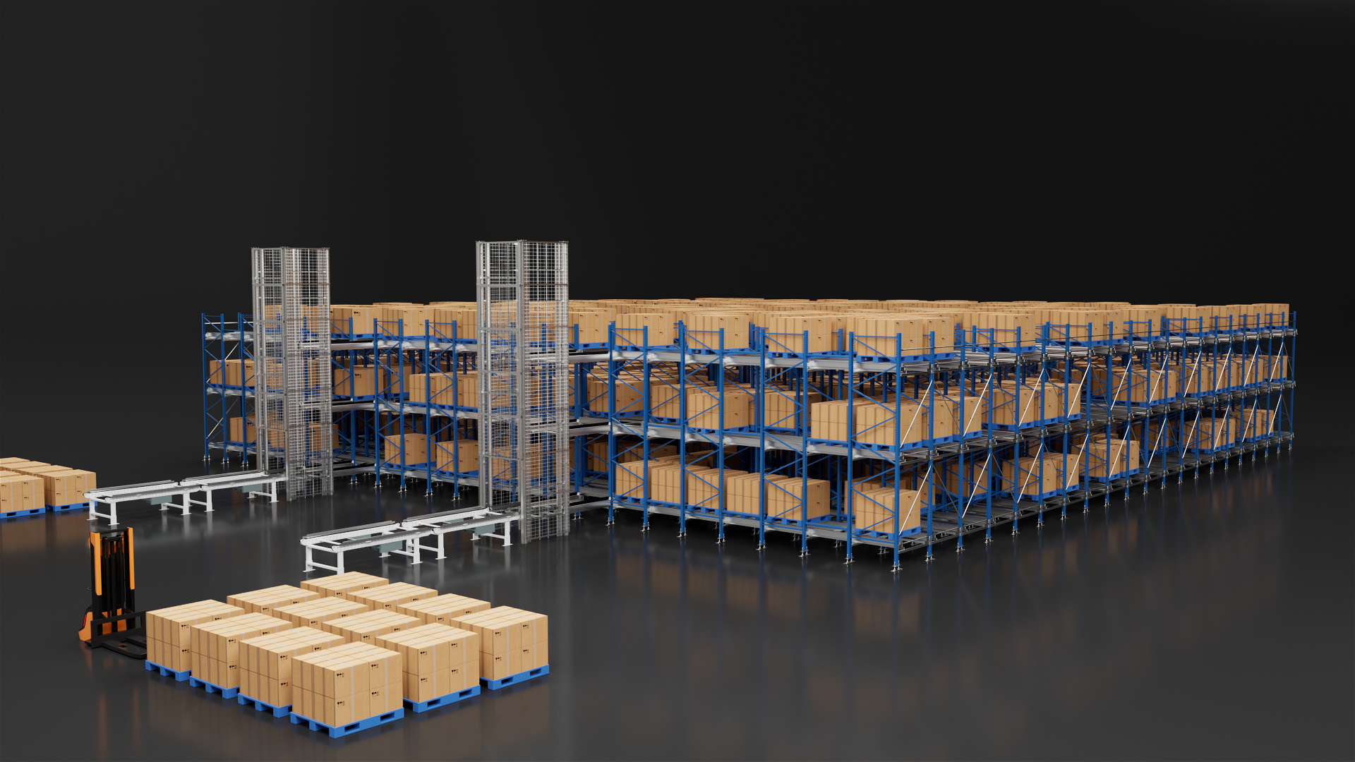Multi-level four-way shuttle warehouse automation system